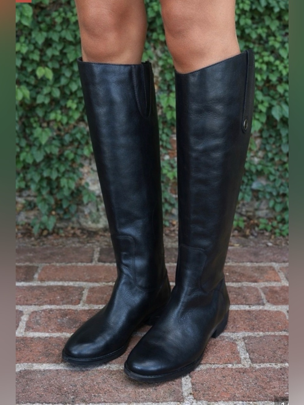 SAM EDELMAN Penny Black Leather Riding Boots, 7.5/37.5